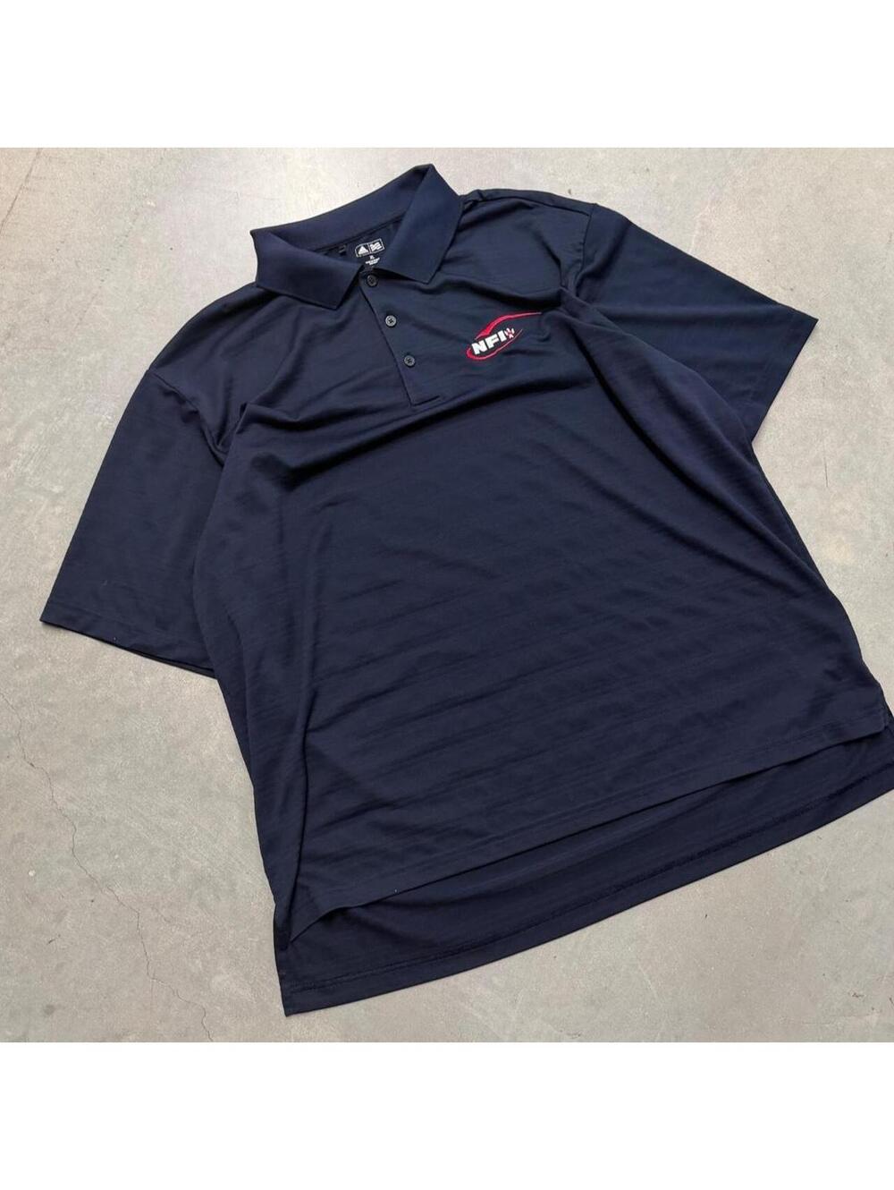 Y2K Adidas Climalite NFIN Embroidered Golf Polo Shirt Men's XL Navy Performance